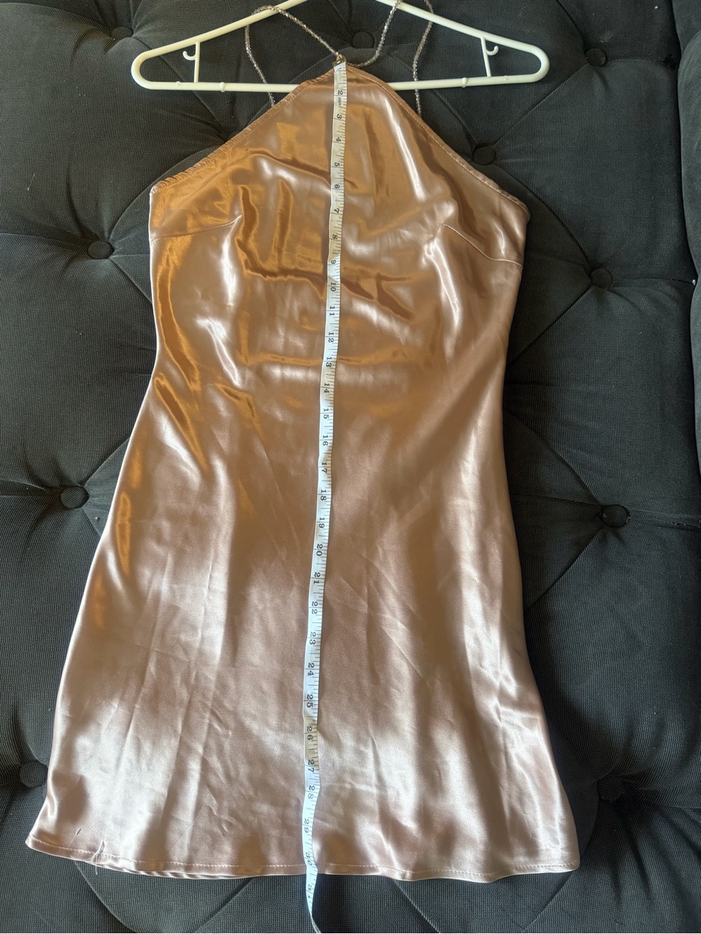 Eclo Satin Halter Mini Dress in Champagne Blush